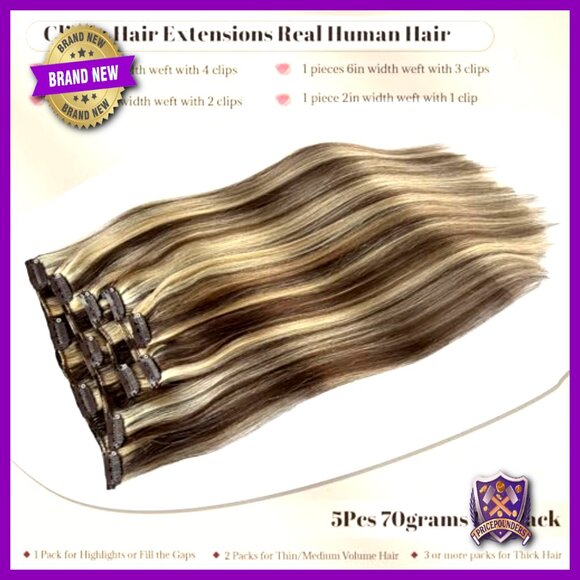 15 Inch Clip-In Human Hair Extensions, Remy Hair, Thick Full Set main image 5